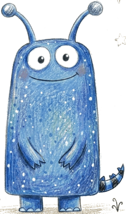 Anvido, das blaue Wesen vom Planeten Klax